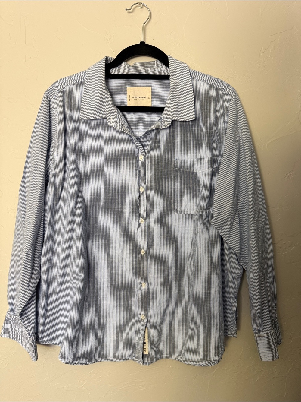 Lucky Brand Blue and White Striped Button-Down Shirt